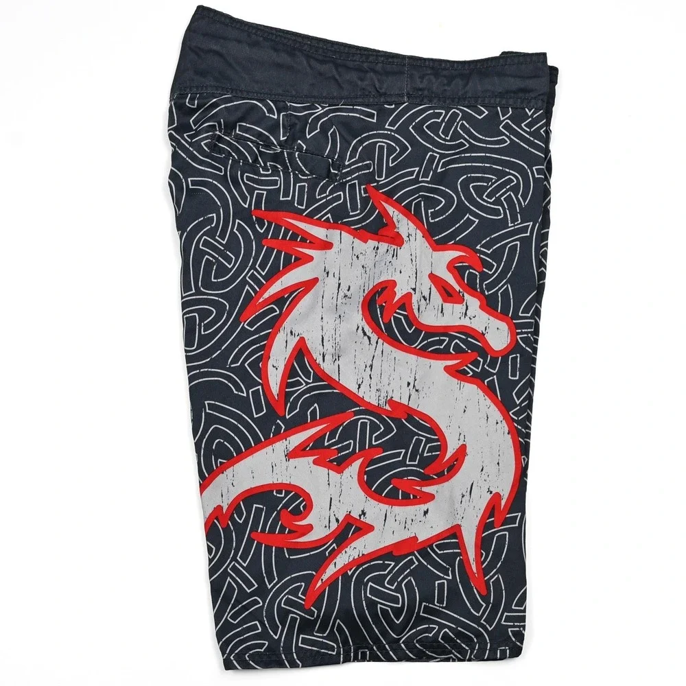MMA Elite Board Shorts Mens Medium Dragon Fighting Martial Arts Swim‎ Trunks